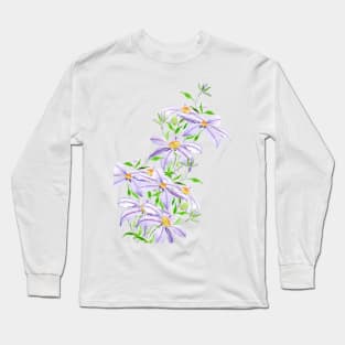 climbing purple clematis florida watercolor Long Sleeve T-Shirt